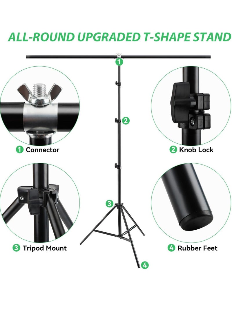 Glanfen T-Shape Backdrop Support Stand (2.6*2m), Adjustable Photography Background Support Kit with 6 Backdrop Clamps,1 Sandbags and Carrying Bag for Parties/Wedding/Photography - Image 3