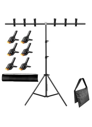 T-Shape Backdrop Support Stand (2.6*2m), Adjustable Photography Background Support Kit with 6 Backdrop Clamps,1 Sandbags and Carrying Bag for Parties/Wedding/Photography - pzsku/Z4FC876130BB4F736A198Z/45/_/1738906780/c33474cb-4b24-4b0f-9403-8ae2dd6167f6