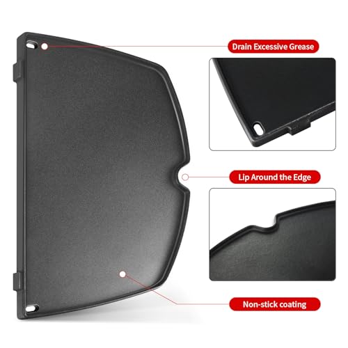 GGC 6558 Griddle for Weber Q100 Q120 Q1000 Q1200 Series Grills, Cast Iron Grill Parts for Weber Q100 Grills, 12.6" x 8.6" Cooking Griddle for Webbr Baby Q - Image 5