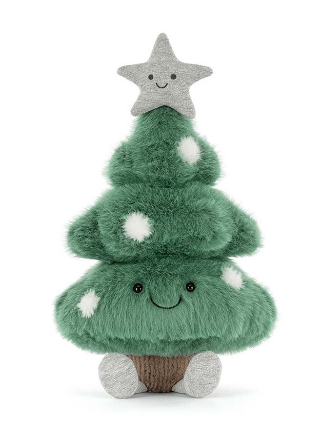 Jellycat شجرة عيد الميلاد أموزابلز - شجرة عيد ميلاد خضراء ناعمة مع وجه مبتسم، نجمة في الأعلى وجذع من قماش الكوردروي - 31 سم ديكور عطلة ناعم للأطفال والهدايا - Image 5