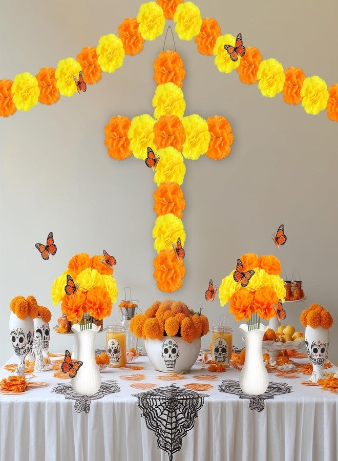 Eternity sky Dia De Los Muertos Decorations Wooden Cross Papel Picado Butterfly Marigold Day of The Dead Wall Hanging Decor Altar Ofrenda Remembrance Memorial Supplies - Image 4
