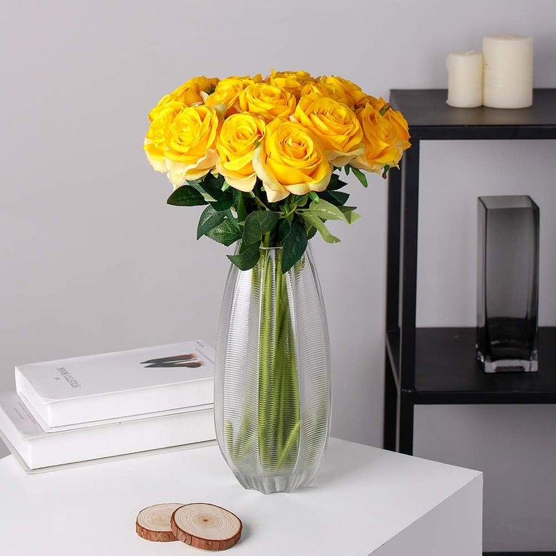 Luyue 10PCS Artificial Roses Flower with Stems Slik Fake Flowers Bouquet Realistic Long Stem Faux Rose for Wedding Home Decor - Image 5