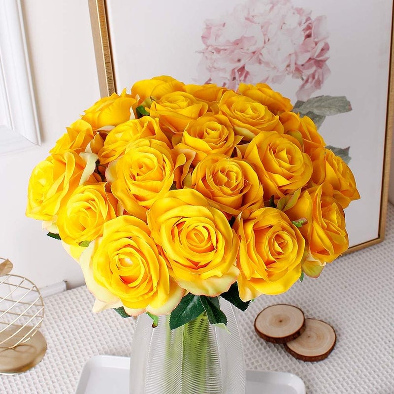 Luyue 10PCS Artificial Roses Flower with Stems Slik Fake Flowers Bouquet Realistic Long Stem Faux Rose for Wedding Home Decor - Image 4
