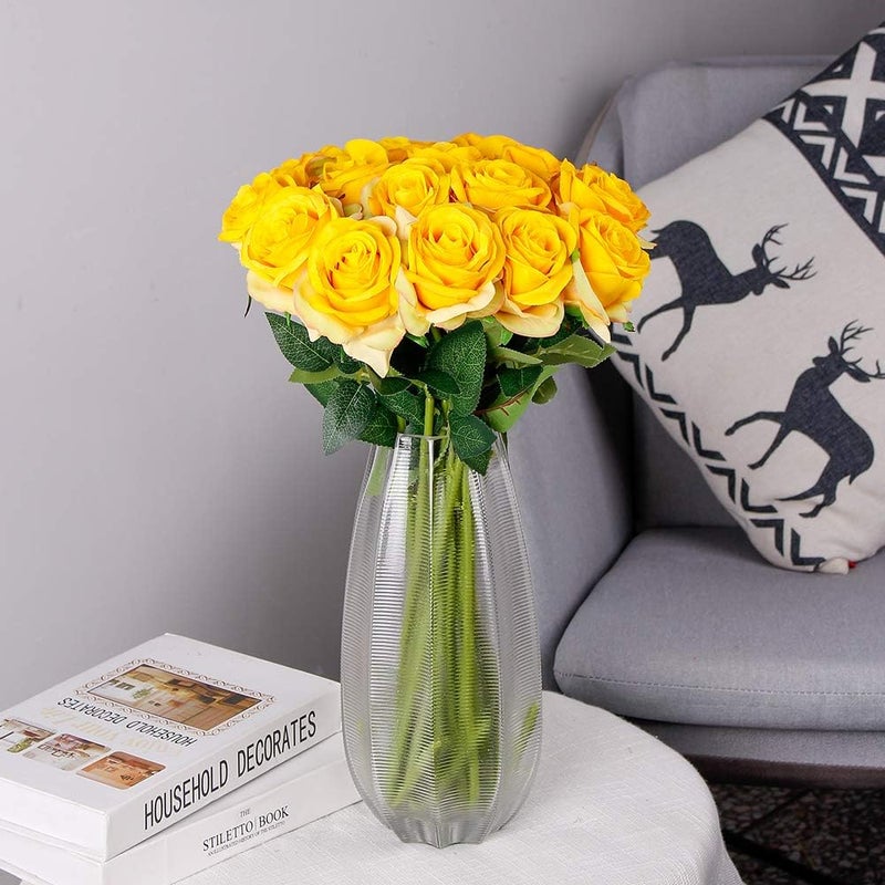 Luyue 10PCS Artificial Roses Flower with Stems Slik Fake Flowers Bouquet Realistic Long Stem Faux Rose for Wedding Home Decor - Image 3