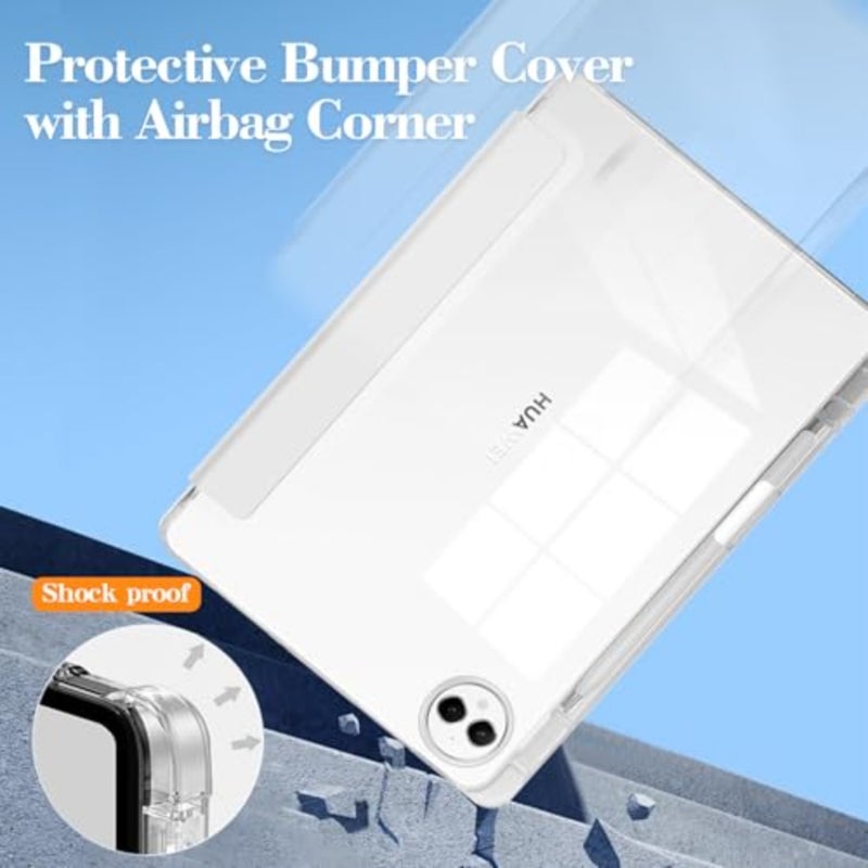 Vurtboly Cover Compatible with Huawei MatePad Pro 12.2" 2024 Case with Pencil Holder, Slim Lightweight TPU Shockproof Cover with Clear Back Silicone Shell Protective for Huawei MatePad Pro Grey - Image 5