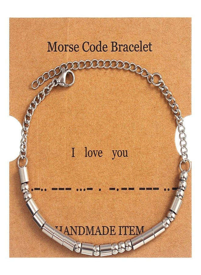 Yreamont I Love You Morse Code Bracelet for Women Men Birthday Romantic Gifts for Husband Wife Morse Code Bracelets for Boyfriend Girlfriend I Love You Bracelet for Her Him Mom Dad - Image 1
