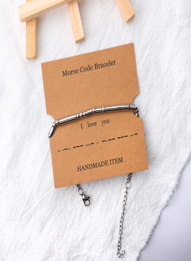 Yreamont I Love You Morse Code Bracelet for Women Men Birthday Romantic Gifts for Husband Wife Morse Code Bracelets for Boyfriend Girlfriend I Love You Bracelet for Her Him Mom Dad - Image 3