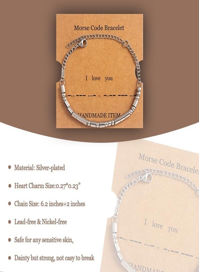 Yreamont I Love You Morse Code Bracelet for Women Men Birthday Romantic Gifts for Husband Wife Morse Code Bracelets for Boyfriend Girlfriend I Love You Bracelet for Her Him Mom Dad - Image 2