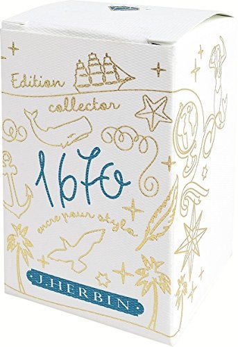 HERBIN J. Herbin 1670 Anniversary Inks - Gold Sheen 50 ml Bottled - Emerald of Chivor (Emerald Green-Blue Ink) - Image 2