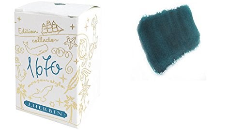 HERBIN J. Herbin 1670 Anniversary Inks - Gold Sheen 50 ml Bottled - Emerald of Chivor (Emerald Green-Blue Ink) - Image 3