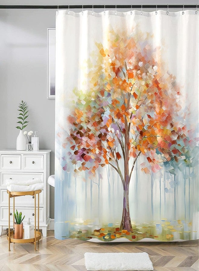 Fowocu Colorful Tree Shower Curtain Abstract Aesthetic Oil Painting Shower Curtains for Bathroom Decorative Cute Nature Art Waterproof Fabric Bath Curtain Decor (72''×72'', Multicolor) - Image 2
