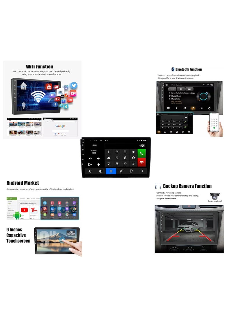 Generic - Car 9 inch Screen with Rear View Camera - 9-Inch Android Car Stereo Display, 2GB/32GB, IPS Touchscreen, GPS Navigation, CarPlay Support, Bluetooth, Built-in Cooling Fan with  Car Rear View Camera - PAL/NTSC, 420 TVL, 120-170 Degree Angle - Image 1