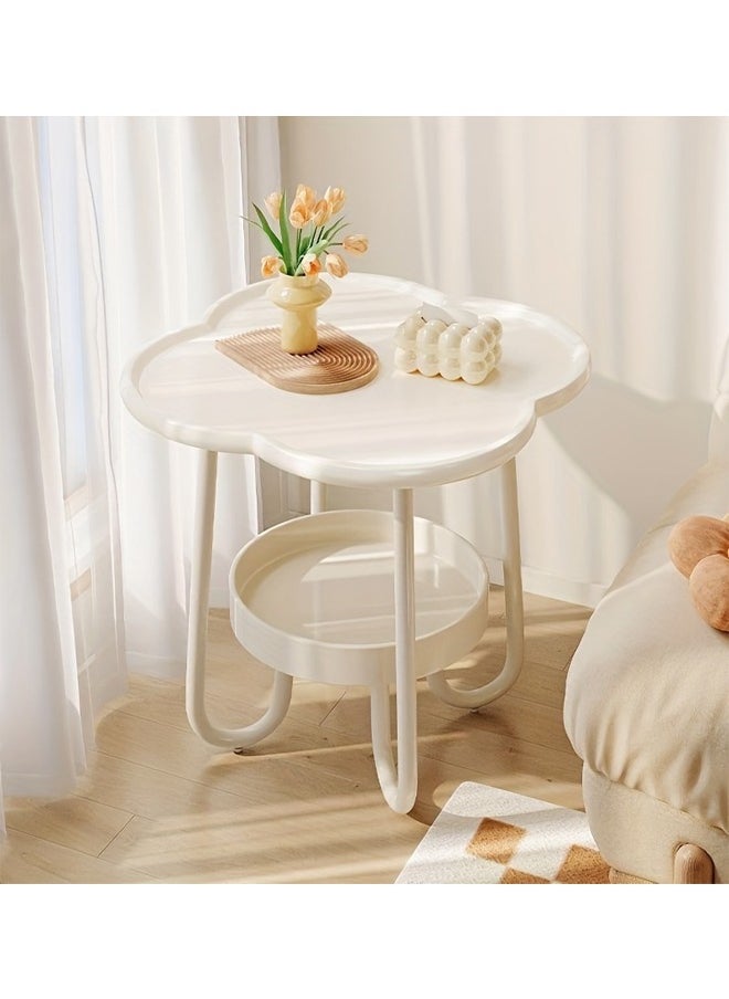Generic 1pc Double Coffee Table - Simple Side Table Nightstand for Small Space, Bedroom, Living Room, Entrance Way, Farmhouse - Easy to Assemble, Cream-Colored, Compact, Space-Saving, Versatile, and Stylish  - Image 1