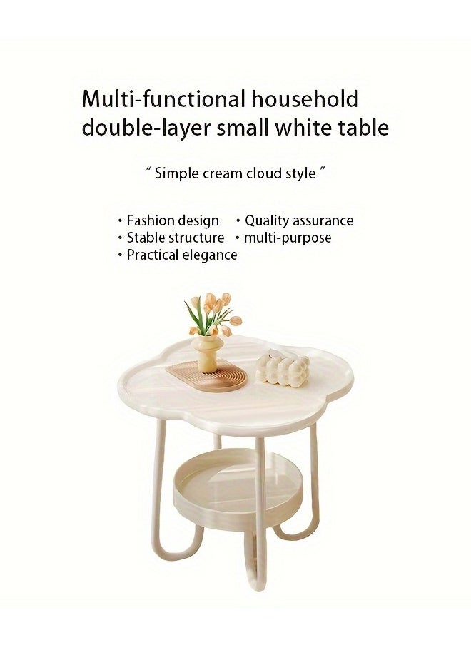 Generic 1pc Double Coffee Table - Simple Side Table Nightstand for Small Space, Bedroom, Living Room, Entrance Way, Farmhouse - Easy to Assemble, Cream-Colored, Compact, Space-Saving, Versatile, and Stylish  - Image 2