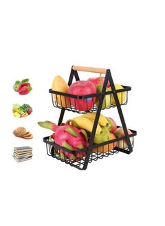 2 Tier Fruit Basket Baesan Large Countertop Fruit Bowl Bread Basket Vegetable Holder For Kitchen Storage Black - pzsku/Z4FC8BEF456BCD5EAD771Z/45/_/1737316843/78f3ad80-737a-4b7c-ab2f-49968a5e55b1