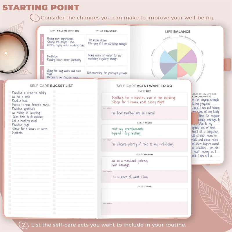Clever Fox Self-Care Journal – Wellness & Daily Reflection Notebook – Mental Health & Personal Development Journal – Self-Care, Meditation & Mood Journal for Women & Men – A5 Size (Light Pink) - Image 2