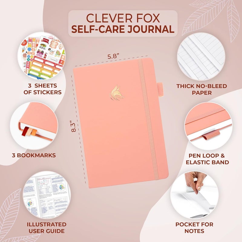 Clever Fox Self-Care Journal – Wellness & Daily Reflection Notebook – Mental Health & Personal Development Journal – Self-Care, Meditation & Mood Journal for Women & Men – A5 Size (Light Pink) - Image 5