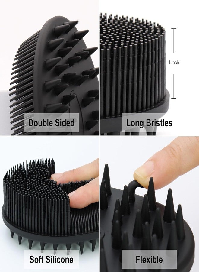 INOVERA (LABEL) Exfoliating Silicone Bathing Scrubber for Womens & Mens | Soft Body Wash Shower Brush | Dual-Sided Cleaning Brushes (Black) - Image 3