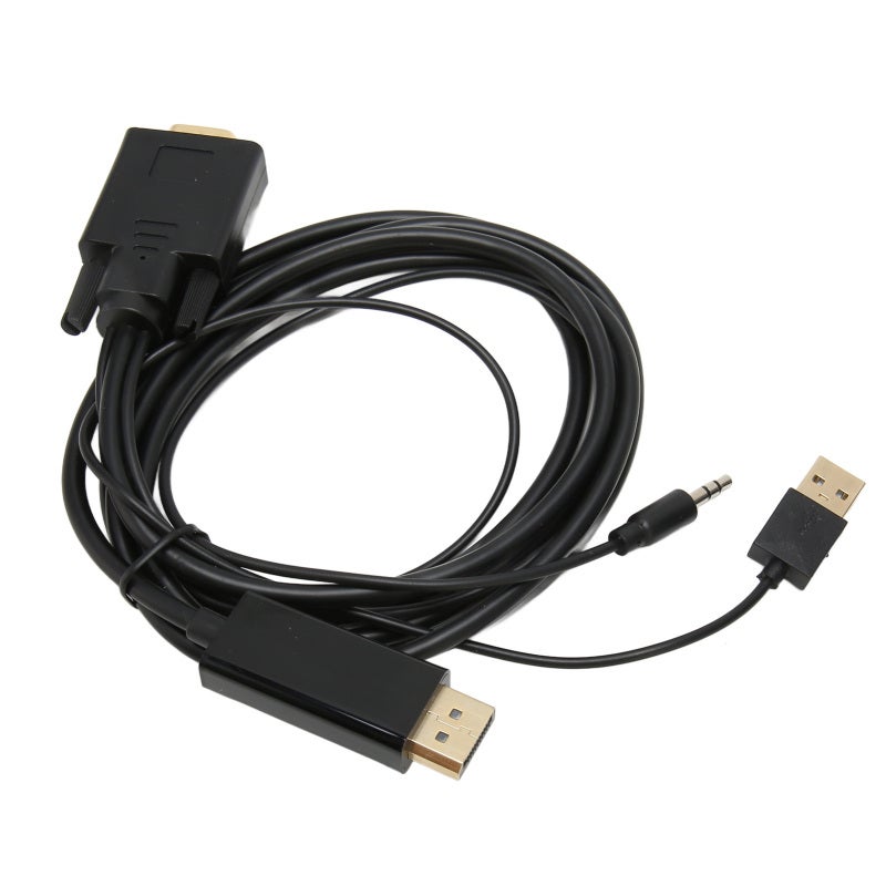 كابل تحويل VGA إلى DP بطول 3 أقدام، بدقة 1080p Full HD - منفذ صوت مدمج مع شريحة IC متقدمة لأجهزة الكمبيوتر واللابتوب والبروجيكتور - Image 2