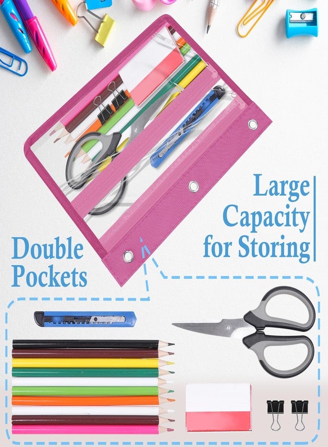 YoeeJob 18 Pack Zipper Pencil Pouches for 3 Ring Binder, 1.5 Inch Expandable with 2 Pockets and Clear Window for School and Office（Colorful） - Image 5