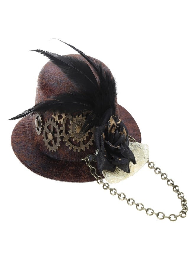 Zaagot Women Halloween Gothic Top Hat Steampunk Gears Chain Flower Fascir Hair Clip Victorian Cosplay Costume - Image 1
