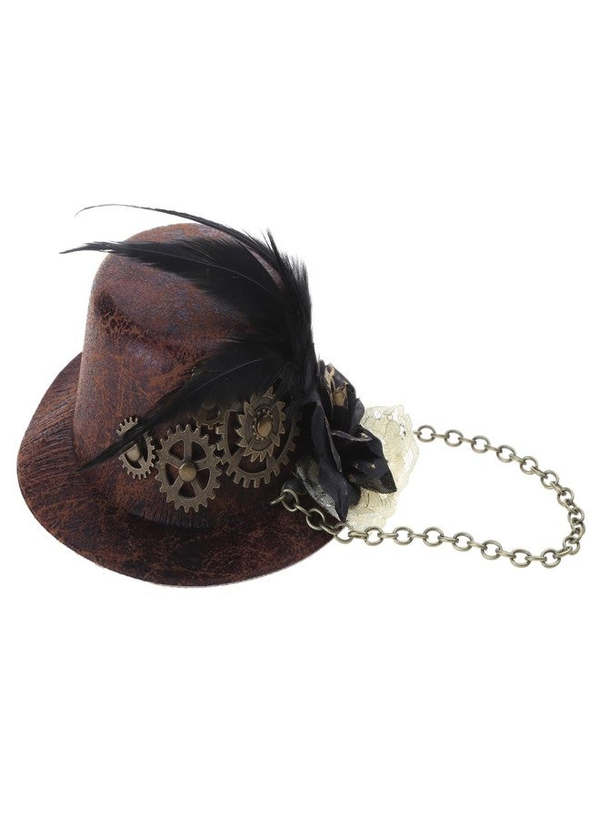 Zaagot Women Halloween Gothic Top Hat Steampunk Gears Chain Flower Fascir Hair Clip Victorian Cosplay Costume - Image 3
