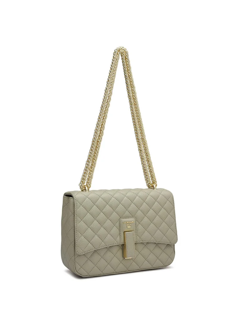 دا ميلانو حقيبة جلد طبيعي رمادية