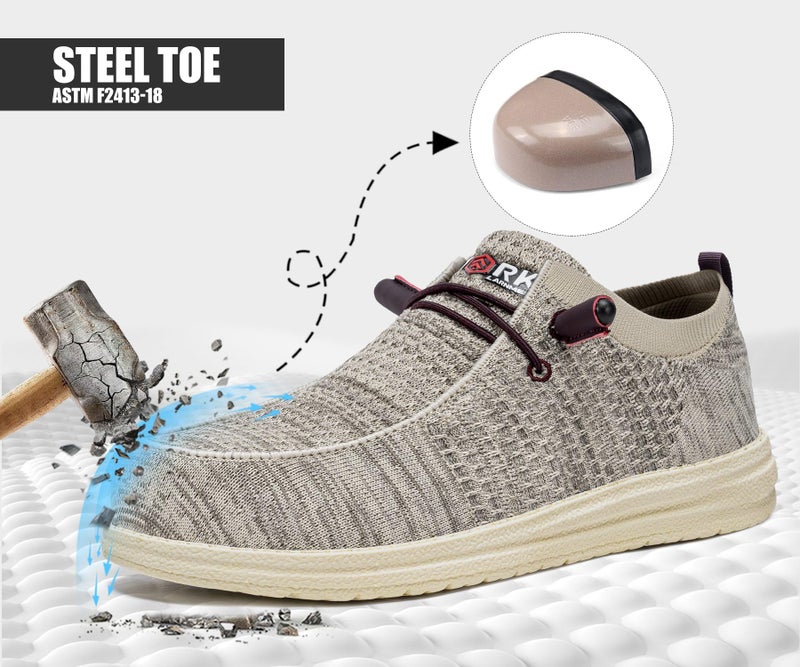 LARNMERN Slip On Steel Toe Loafers Women Work Safety Shoes Lightweight Comfortable Walking Sneakers(8.5 Women, Champagne) - Image 5