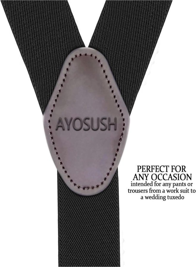 AYOSUSH Retro Y Suspenders for Men Heavy Duty Big and Tall Hooks for Belt Loop Jeans Black Shape Formal Braces - Image 4