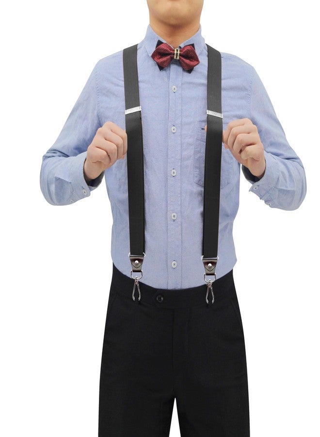 AYOSUSH Retro Y Suspenders for Men Heavy Duty Big and Tall Hooks for Belt Loop Jeans Black Shape Formal Braces - Image 2