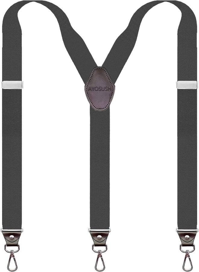 AYOSUSH Retro Y Suspenders for Men Heavy Duty Big and Tall Hooks for Belt Loop Jeans Black Shape Formal Braces - Image 1