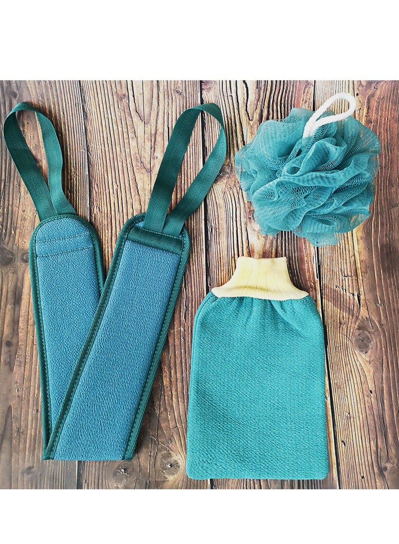 3PCS set of cleaning the skin and exfoliating the skinshower glove Bath Belt Towel Balle, includes  a bath towel, a bath ball and a bath mitt  - Image 1