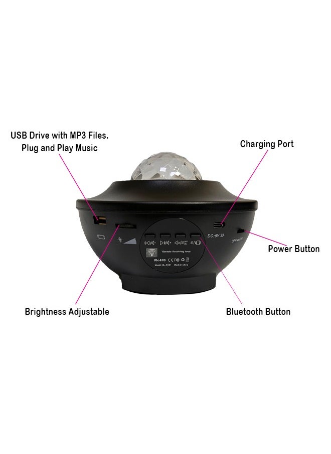 INFLUX INFLUX Star Projector 3 in 1 Night Light with Remote Control, Bluetooth Speaker, and Galaxy Nebula Effects for Kids-Star Night Light, LED Ceiling Lamp, and Home Decor Gift for Bedroom, Gaming  - Image 5