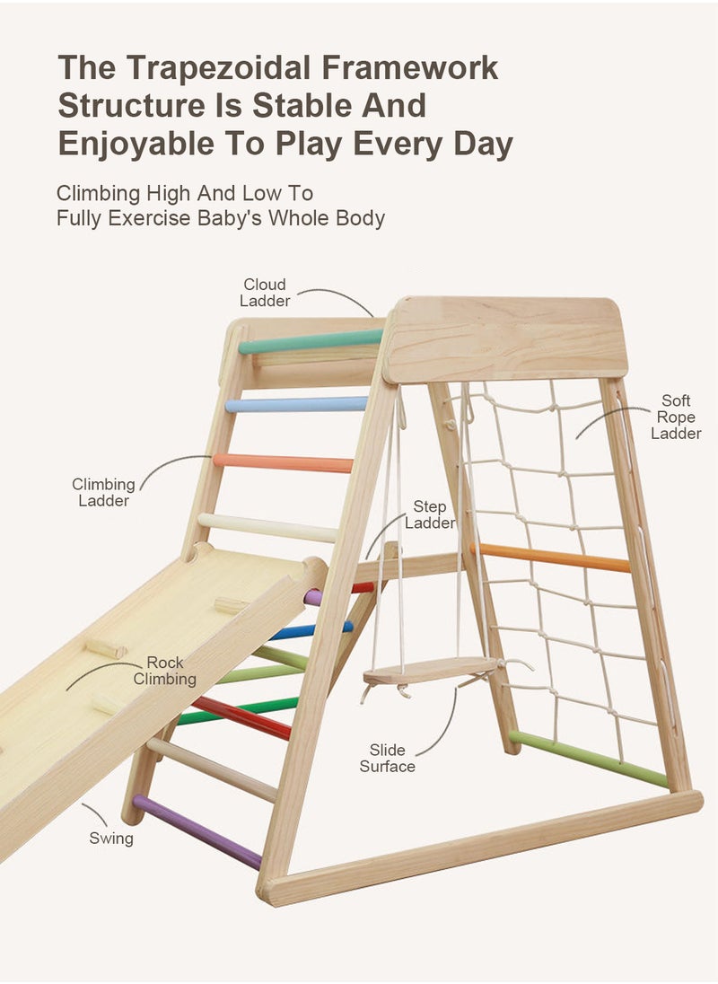 MaBaby - 5-in-1 Indoor Kids' Indoor Climbers Play Gym Jungle Gym Playset with Baby Swing, Slide, Ladder, and Climbing Wall Indoor Jungle Gym for Kids - Image 1