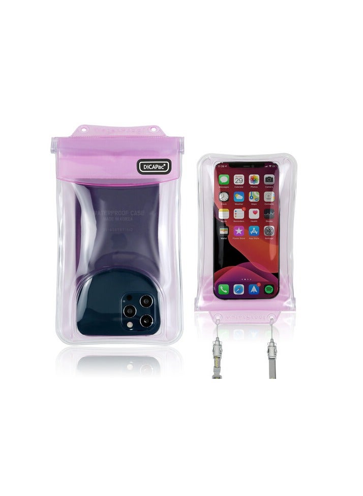 DICAPAC C2 Floating Waterproof Phone Case - Durable, Full-Body Protection for Swimming, Beach, and Outdoor Adventures-Pink - Image 1