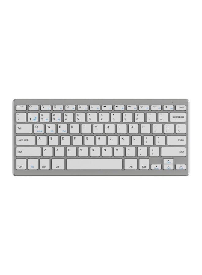 The Wireless Bluetooth Keyboard Is Suitable For Mobile Phone Tablet Computer 78 Key Keypad Mute Office Multilingual-Color:K019 Battery Version 2.4g Silver Single Keyboard - Image 1