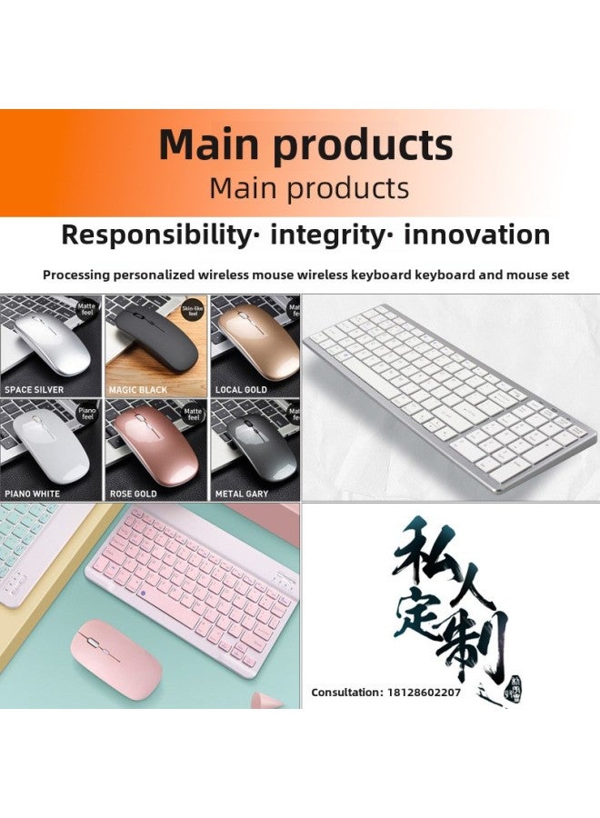 The Wireless Bluetooth Keyboard Is Suitable For Mobile Phone Tablet Computer 78 Key Keypad Mute Office Multilingual-Color:K019 Battery Version 2.4g Silver Single Keyboard - Image 5