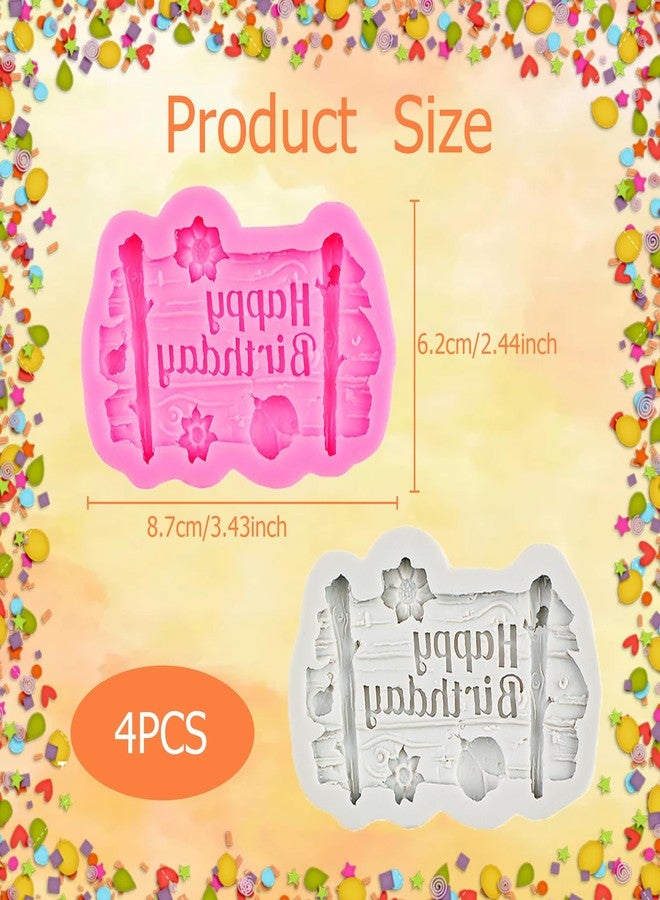 LZEDIRA 4 Pcs Happy Birthday Chocolate Silicone Molds, Silicone Letter Cake Fondant Mold, for Chocolate, Biscuits, Fondant, Cake Decorating, Baking Supplies and Clay - Image 2