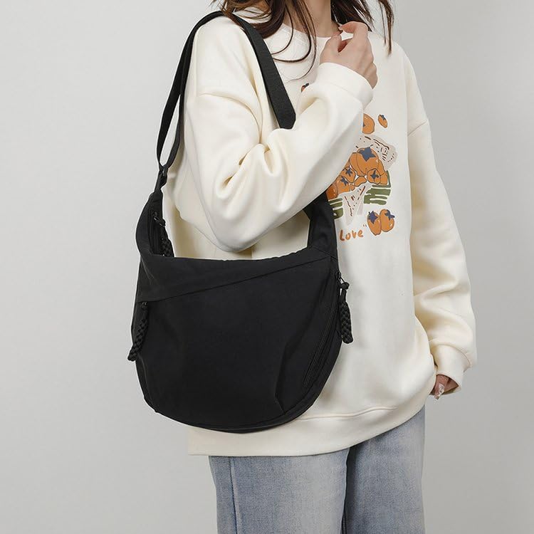 EMGILL Nylon Crescent Crossbody Bag for Women Shoulder Tote Handbag Casual Sling Bag Dumpling Purse Bag for Outdoor Travel - Image 2