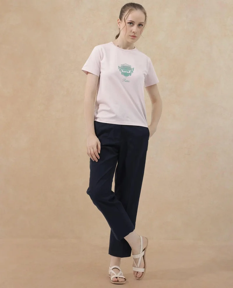 Rareism Women's Classic Crest Graphic Crew Neck Tee