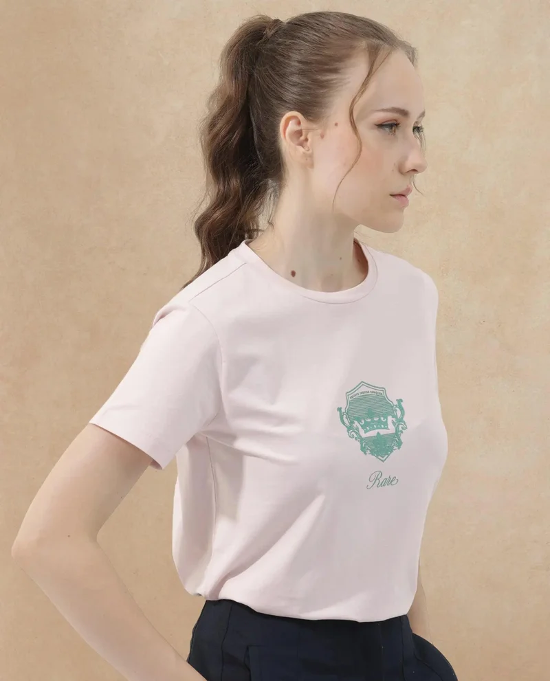 Rareism Women's Classic Crest Graphic Crew Neck Tee