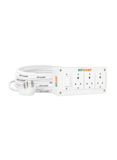 BITCORP Bitcorp Extension Cord 1500W 6A Spike Guard Thermal Protection 3 Way Multi Pin Outlet 1 Switch Power Cord with 5 Meter Long Wire Cable Suitable for Small Appliance  - Image 1