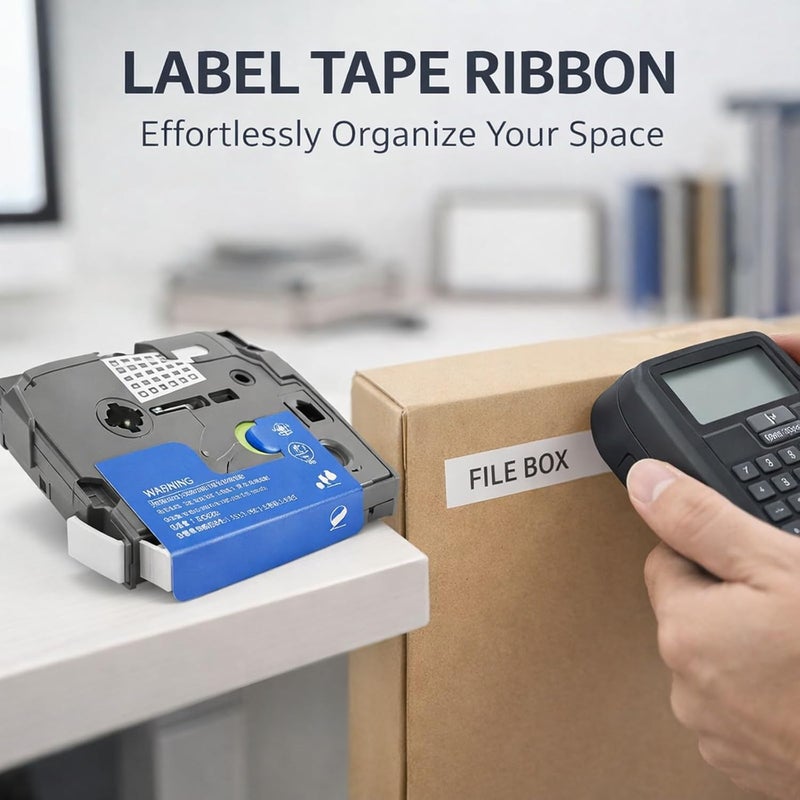 Label Tape Ribbon 12mm Black on Matte Silver, 8m for Printer Sticker Printing Paper - Clear Durable Print Quality, Abrasion, Compatible with PT - E100B PT - 970 - Image 4