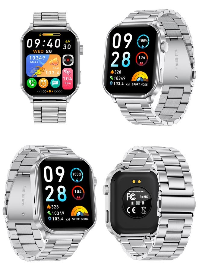 LIGE Top Brand Luxury Men's Smartwatches 2.01-Inch HD Large Screen, Zinc Alloy Case, 100+Sports Mode And Heart Rate Monitoring, 15 Days Long Standby Battery Life, IP68 Waterproof Smart Watches For Men Silver - Image 2