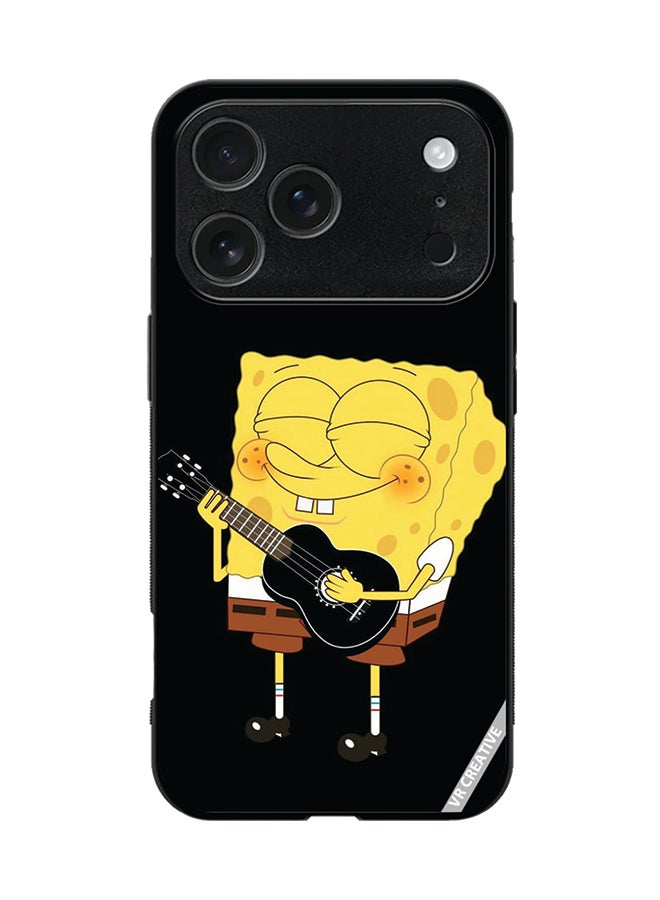 Protective Case Cover For Apple iPhone 17 Pro Spongebob With Guitar Design Multicolour