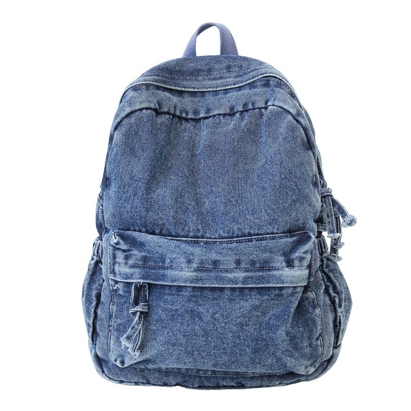 Vintage All-Match Large Capacity Denim Backpack Female Student School Bag Men'S Simple Japanese Canvas Backpack - Image 1