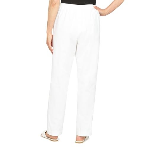 Alfred Dunner Women’s All Around Elastic Waist Cotton Short Twill Pants - Pull-On Style, Classic Cut, Figure Flattering Relaxed Fit, White, 18 - Image 3