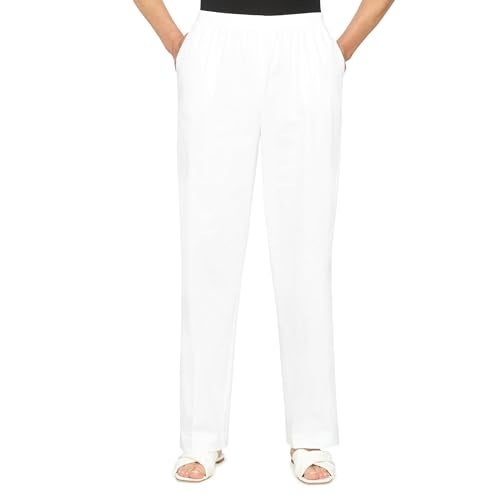 Alfred Dunner Women’s All Around Elastic Waist Cotton Short Twill Pants - Pull-On Style, Classic Cut, Figure Flattering Relaxed Fit, White, 18 - Image 1