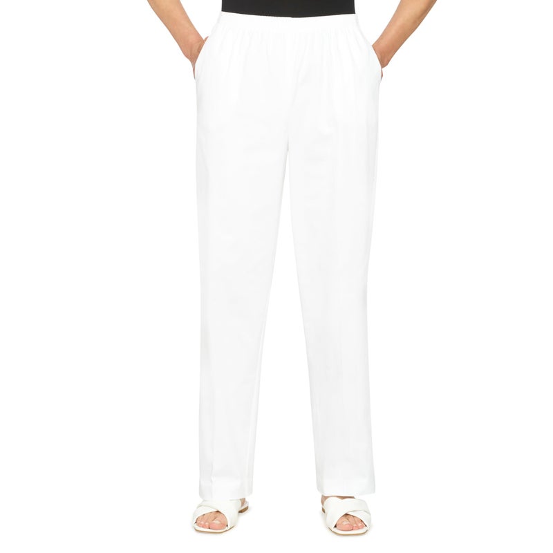 Alfred Dunner Women’s All Around Elastic Waist Cotton Short Twill Pants - Pull-On Style, Classic Cut, Figure Flattering Relaxed Fit, White, 18 - Image 5