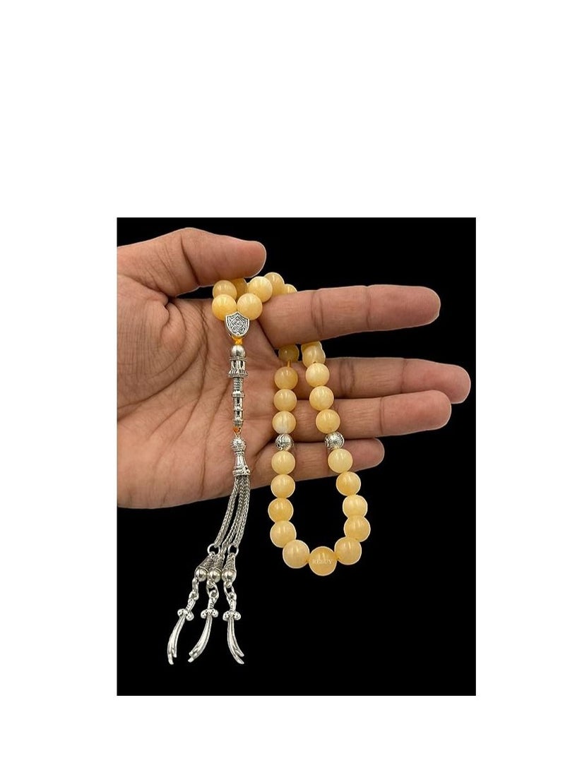 REBUY Calcite 10 mm, 33 beads tasbih Stone Prayer Beads Tasbih Natural Stone Misbaha Rosary Tasbeeh - Image 3